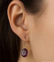 Earring worn on ear showing scale and design