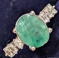 top view showing emerald and CZ stones