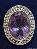 Top view showing amethyst and beaded silver bezel
