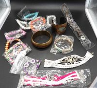 Overview of bracelets laid out on black background