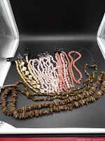 All bead strands laid out showing colours and types