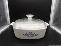 Casserole dish with Cornflower pattern and glass lid