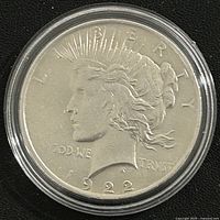 Obverse of 1922 Peace Dollar in capsule