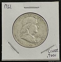 Obverse of 1961 Franklin half dollar in 2x2 holder