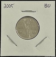 Reverse of 2005 Canada Victory 5-cent coin in cardboard flip