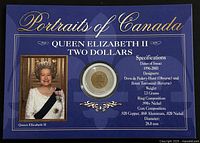 Front of presentation card with coin and specifications