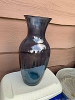 Full view of blue glass vase