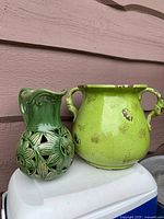 Front view of both ceramic pieces side by side