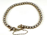 Full view of diamond tennis bracelet laid flat