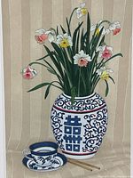 Front view of framed etching showing artwork subject and frame