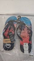 Sealed pair of Jack & Jones flip flops showing full design and size tag