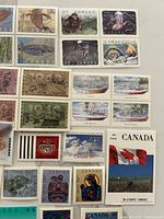 Closer view upper section of stamp collection