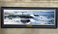 Front view of framed panoramic lighthouse art print