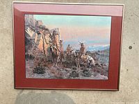 Front view showing artwork, mat, and frame