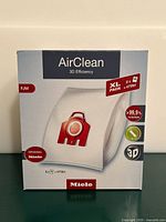 Front view of sealed Miele AirClean 3D Efficiency FJM XL pack box