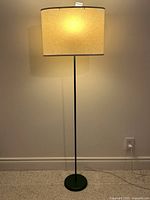 Full view of assembled lamp illuminated