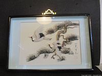Full view of framed crane shadow box