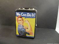Front view showing Rosie the Riveter "We Can Do It!" poster design