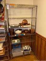 Full view of chrome wire rack with six shelves