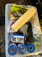 Overall view of bin with roller, masking films, mask, drop cloth