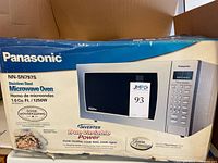Retail box front displaying Panasonic NN-SN797S stainless steel Microwave Oven details