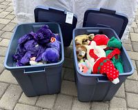 Two storage totes filled with Ty Beanie Buddies plush toys