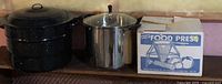 overview of canner, stock pot and boxed food press