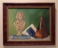 Front view of framed oil painting showing entire artwork and frame