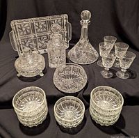 Group view of all glass and crystal items