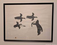 Framed print showing full artwork with hunter and birds