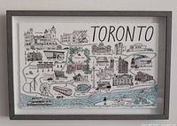 Full view of framed illustrated Toronto map print