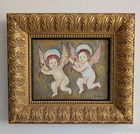 Front view of framed painting showing artwork and entire frame