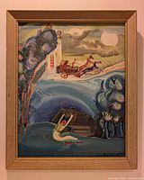 Full view of framed Mazuryk painting mounted on wall