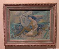 Full view of framed oil painting showing artwork and frame