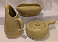 All three chartreuse Russell Wright pieces grouped