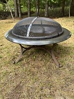 Fire pit assembled with screen on stand