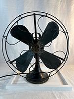 Front view of GE fan showing blades, cage and logo