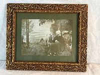 Full view of framed print with mat and ornate frame