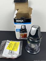 Complete Ninja Express Chop set with box, motor pod, bowl, blade and accessory bag