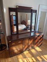 Front view of dresser with mirror attached