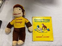 Plush toy beside book front cover