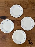Top view of four Adderley Blue Chelsea plates