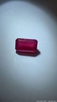 Top view of rectangular emerald-cut ruby