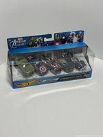 Front view of sealed Avengers 5-Pack showing all five cars