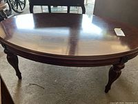 Top view of oval wood coffee table