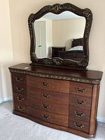 Full view dresser with mirror attached
