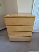 Front view of IKEA four-drawer dresser