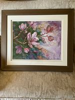 Full view of framed floral print horizontal orientation