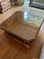 Top view showing square maple frame with glass inset
