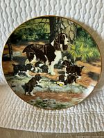 Front view of collector plate showing Springer Spaniel artwork